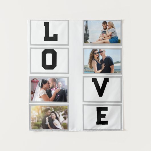 Aangepaste moderne Valentijnsdag 4 Fotocollage Wandkleed (Voorkant)