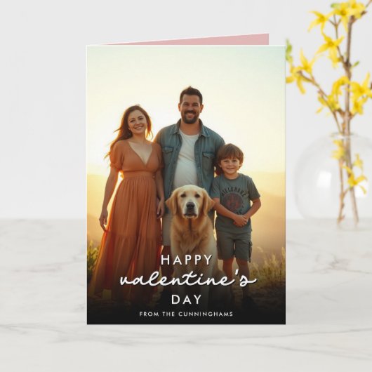 Aangepaste moderne Valentijnsdag foto Kaart (Gele Bloem)