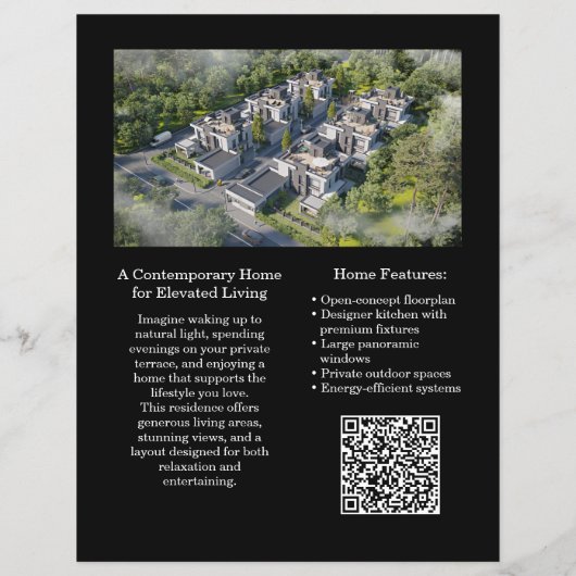 Aangepaste moderne vastgoedflyer met QR-code Flyer (Achterkant)