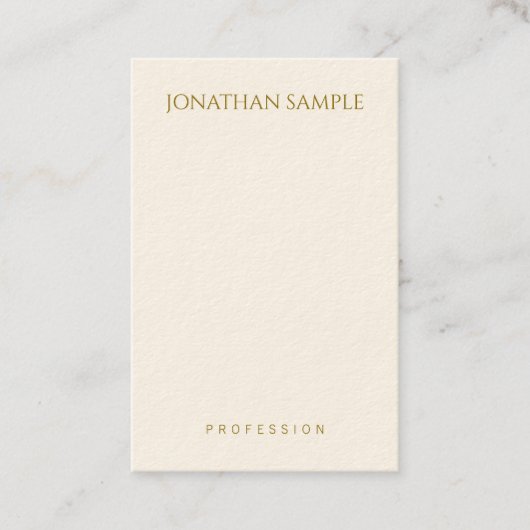 Aangepaste, moderne, verticale Gold-tekst elegant Visitekaartje (Voorkant)
