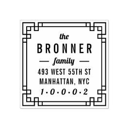 Aangepaste moderne vierkante familienaam retouradr rubberstempel