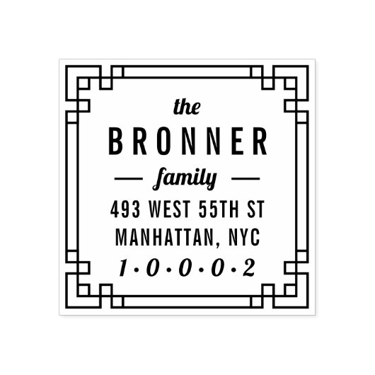 Aangepaste moderne vierkante familienaam retouradr rubberstempel (Afrduk)