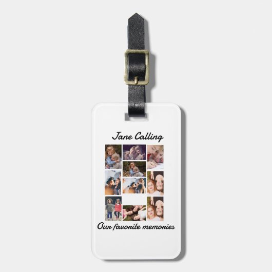 Aangepaste Moderne Vrienden 10 Foto Collage Bagagelabel (Voorkant verticaal)