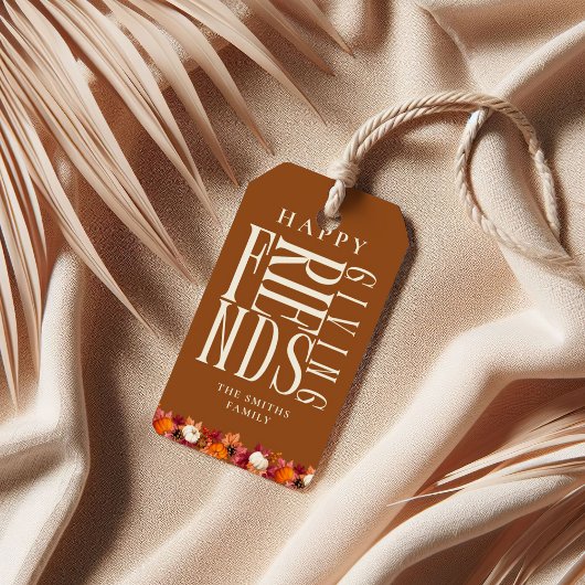 Aangepaste moderne vrienden-dankfeest herfst elega cadeaulabel