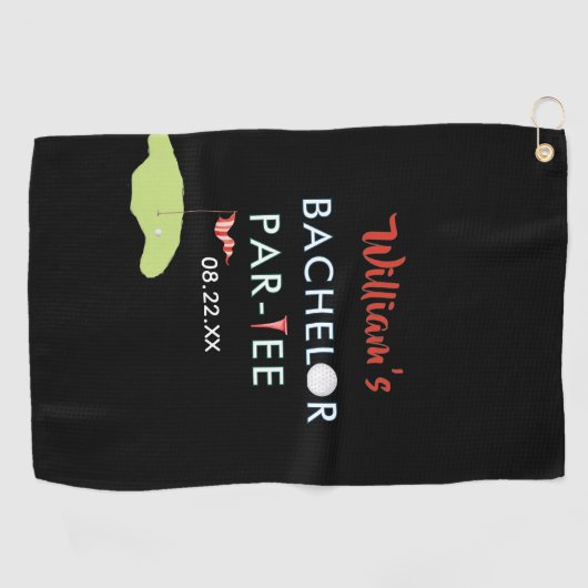 Aangepaste moderne vrijgezellenfeest Par-tee Golfe Golfhanddoek (Horizontaal)