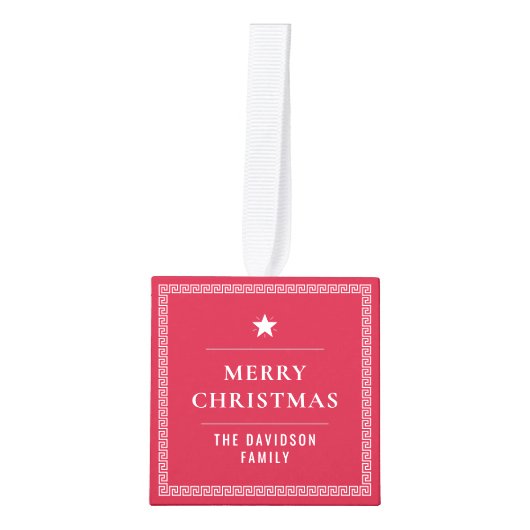 Aangepaste Moderne Vrolijke Kerstmis Familienaam 3 Decoratie (Voorkant)