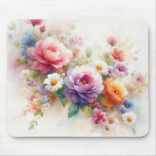 Aangepaste moderne waterverf bloemen naam sjabloon muismat