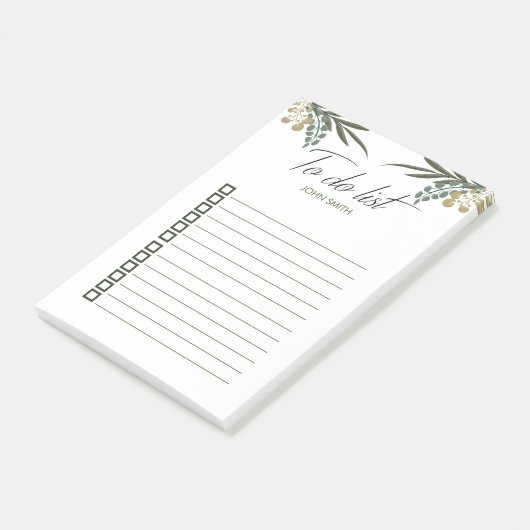 Aangepaste, moderne Waterverf botanische bladeren Post-it® Notes (Schuin)