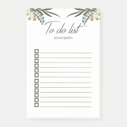 Aangepaste, moderne Waterverf botanische bladeren Post-it® Notes (Voorkant)