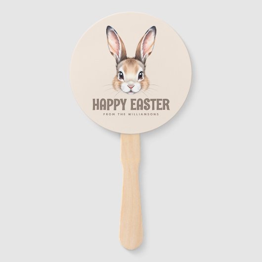 Aangepaste Moderne Waterverf Schattige Paashaas Ne Handwaaier (Voorkant)