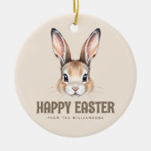 Aangepaste Moderne Waterverf Schattige Paashaas Ne Keramisch Ornament (Voorkant)