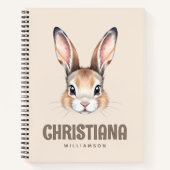 Aangepaste Moderne Waterverf Schattige Paashaas Ne Notitieboek (Voorkant)