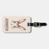 Aangepaste Moderne Waterverf Schattigee Bunny Face Bagagelabel (Voorkant horizontaal)