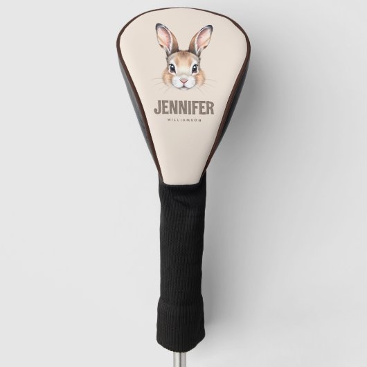 Aangepaste Moderne Waterverf Schattigee Bunny Face Golfheadcover (Voorkant)