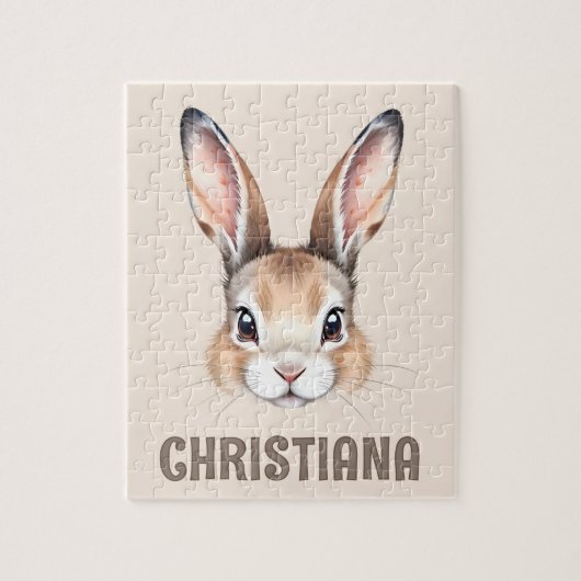 Aangepaste Moderne Waterverf Schattigee Bunny Face Legpuzzel (Verticaal)