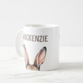 Aangepaste Moderne Waterverf Schattigee Paashaas O Koffiemok (Voorkant links)