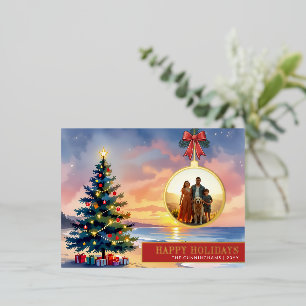 Aangepaste moderne waterverf strand Kerst ornament Folie Feestdagen Briefkaart