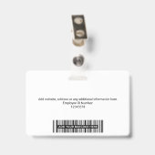 Aangepaste moderne werknemersfoto, streepjescode,  badge (Achterkant met clip)