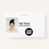 Aangepaste moderne werknemersfoto, streepjescode,  badge (Voorkant)