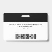 Aangepaste moderne werknemersfoto, streepjescode, badge (Achterkant)