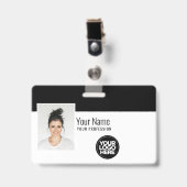 Aangepaste moderne werknemersfoto, streepjescode, badge (Voorzijde met clip)