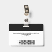 Aangepaste moderne werknemersfoto, streepjescode, badge (Achterkant met clip)