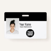 Aangepaste moderne werknemersfoto, streepjescode,  badge (Voorkant)