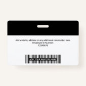 Aangepaste moderne werknemersfoto, streepjescode,  badge (Achterkant)
