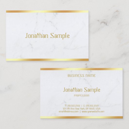 Aangepaste, moderne witte, marmer Gold-tekst Sjabl Visitekaartje (Voorkant / Achterkant)