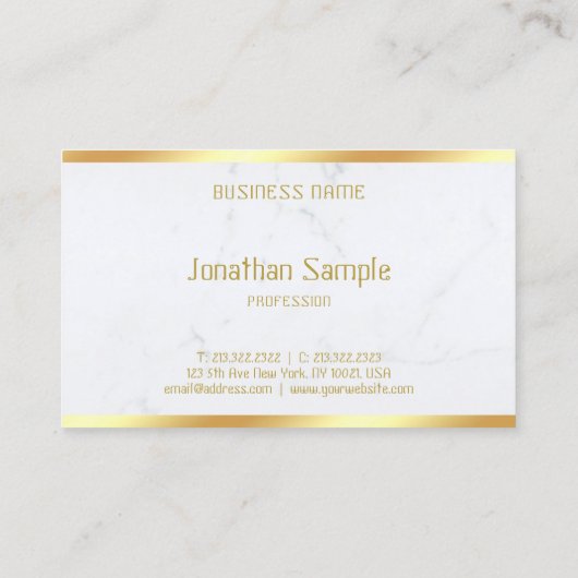 Aangepaste, moderne witte, marmer Gold-tekst Sjabl Visitekaartje (Achterkant)