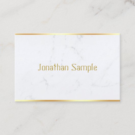 Aangepaste, moderne, witte, marmer Gold-tekst Visitekaartje (Voorkant)