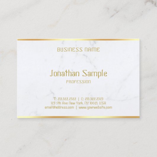 Aangepaste, moderne, witte, marmer Gold-tekst Visitekaartje (Achterkant)