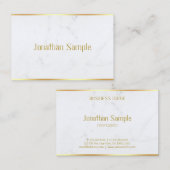 Aangepaste, moderne, witte, marmer Gold-tekst Visitekaartje (Voorkant / Achterkant)