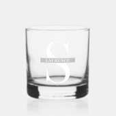 Aangepaste moderne witte naam op grijze banner whisky glas (Voorkant)