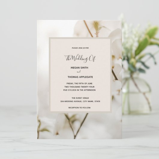 Aangepaste Moderne Zachte Bloemen Elegante Bruilof Kaart (Staand voorkant)