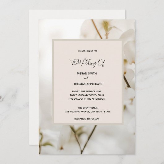 Aangepaste Moderne Zachte Bloemen Elegante Bruilof Kaart (Voorkant / Achterkant)