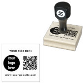 Aangepaste moderne zakelijke Logo, QR-code & tekst Rubberstempel (Gestempeld)