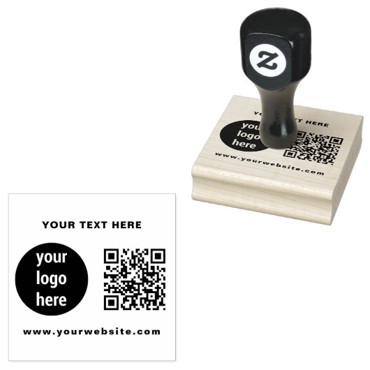 Aangepaste moderne zakelijke Logo, QR-code & tekst Rubberstempel (Gestempeld)
