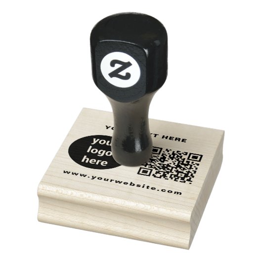 Aangepaste moderne zakelijke Logo, QR-code & tekst Rubberstempel (Stempel)