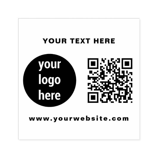 Aangepaste moderne zakelijke Logo, QR-code & tekst Rubberstempel (Afrduk)