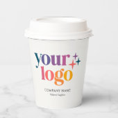 Aangepaste moderne zakelijke tekst Logo papier kop Papieren Bekers (Voorkant)