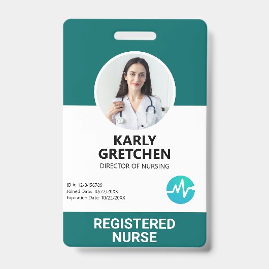 Aangepaste moderne ziekenhuiswerknemer foto ID gro Badge (Voorzijde)