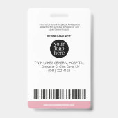 Aangepaste moderne ziekenhuiswerknemer foto ID Roz Badge (Achterkant)