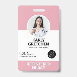 Aangepaste moderne ziekenhuiswerknemer foto ID Roz Badge