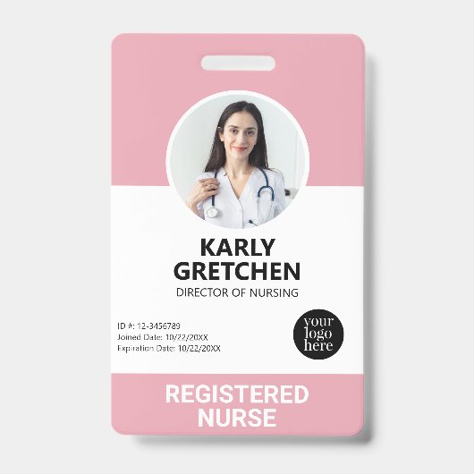 Aangepaste moderne ziekenhuiswerknemer foto ID Roz Badge (Voorzijde)