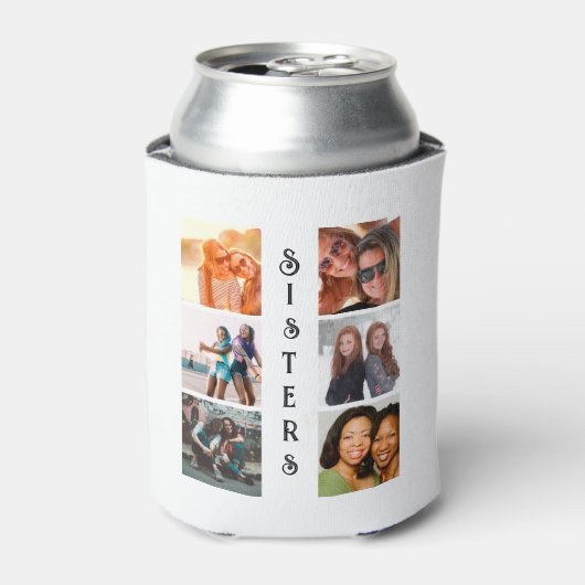 Aangepaste moderne zussen 6 Foto Collage Blikjeskoeler (Blikje Voorkant)