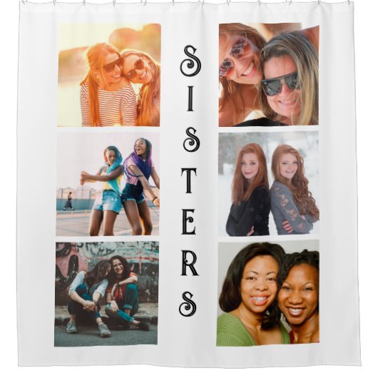 Aangepaste moderne zussen 6 Foto Collage Douchegordijn (Voorkant)