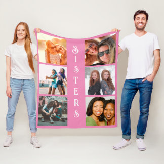 Aangepaste moderne zussen 6 Foto Collage Fleece Deken