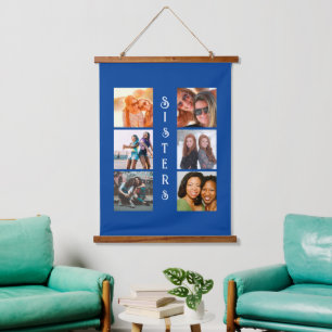 Aangepaste moderne zussen 6 Foto Collage Hangend Wandkleed