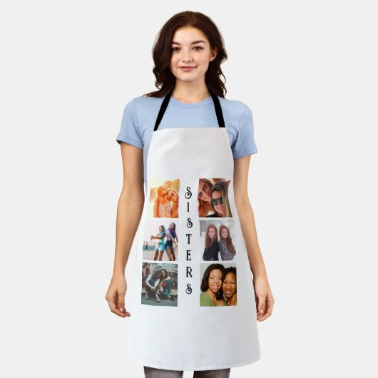 Aangepaste moderne zussen 6 Foto Collage Schort (Gedragen)